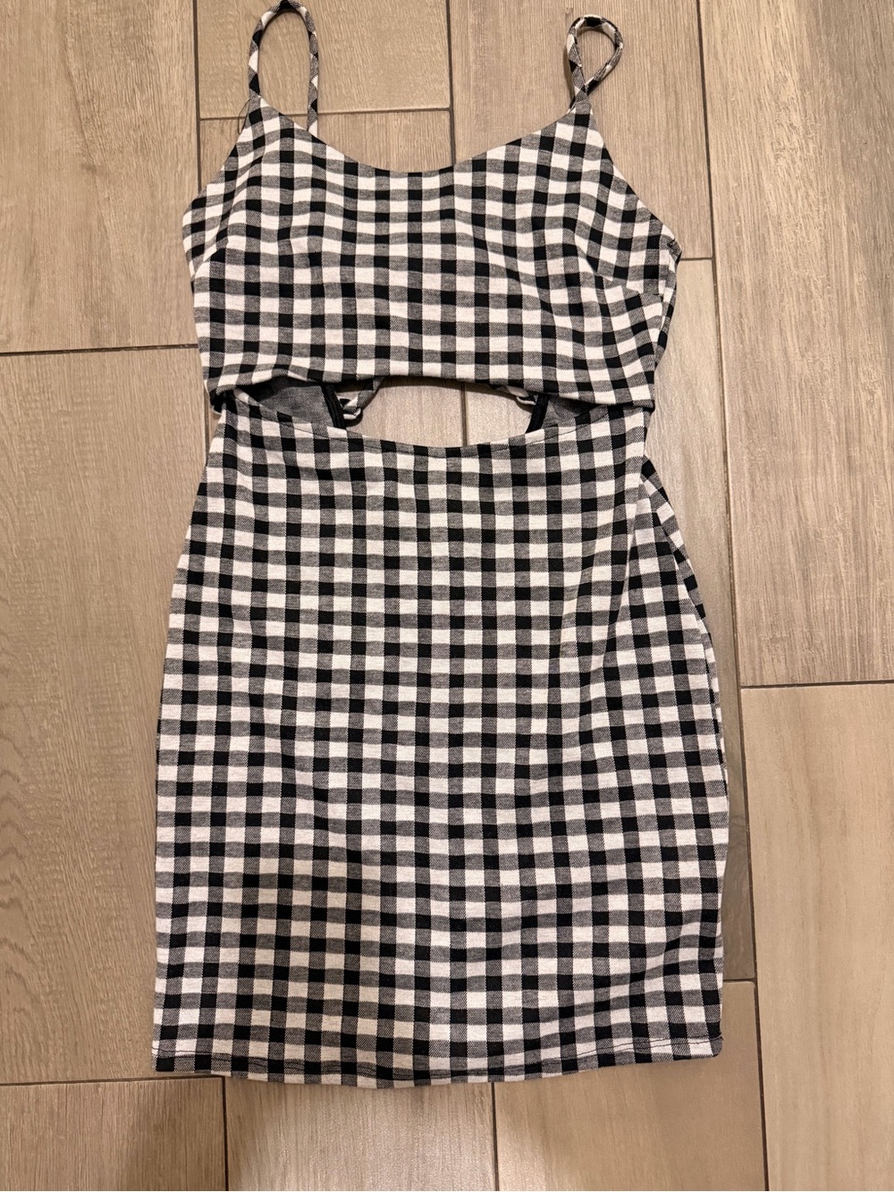 J.O.A. Black & White Gingham Cutout Dress